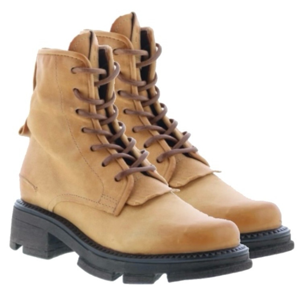 A.S.98 Women's Lukie Tan Leather Lace-Up Combat Boots